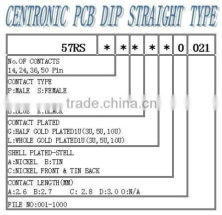 2.16mm Champ 25 pair 50 pin DDK Ribbon PCB Straight DIP Male Plug Type Connector