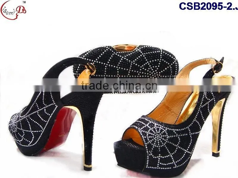 CSB2095 2016 the latest top fashion woman High quality italy style high heel sandal shoes with matching purse/cluth/bag