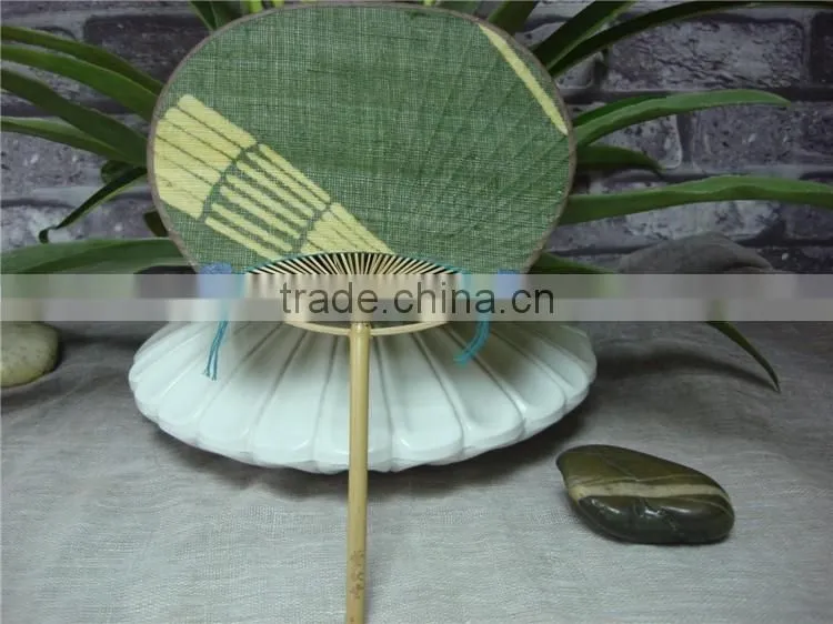 Printed Ramie& Bamboo Round Handmade Fan