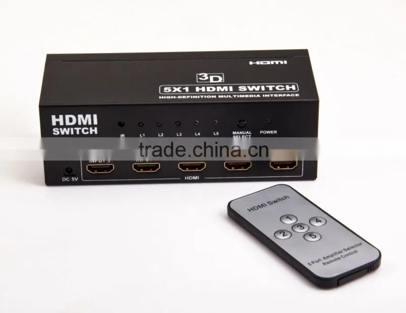 3D 1080p HDMI HDMI switcher 5 to 1