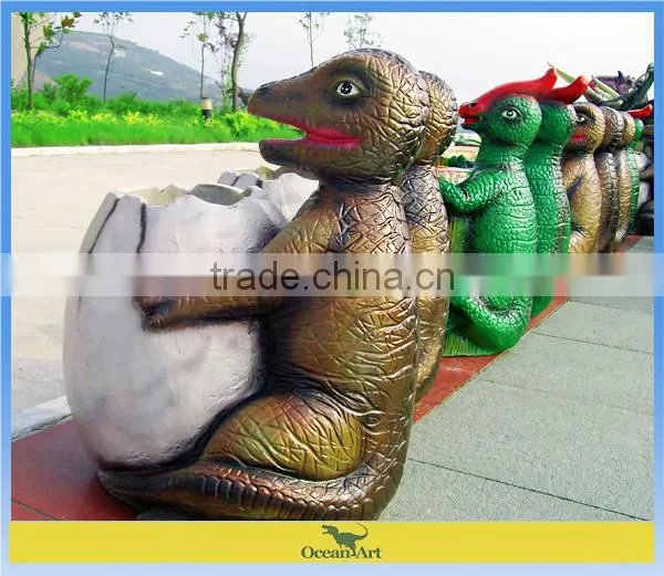 Useful fiberglass dinosaur trash can