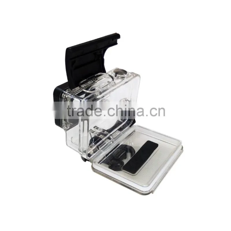 Telesin new arrival waterproof plastic housing case for Go pro Hero3+/4, Transparent color