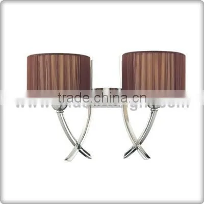 UL Hotel Lighting Mounted Wall With Brown Drum Shade In Chrome Finish W90033