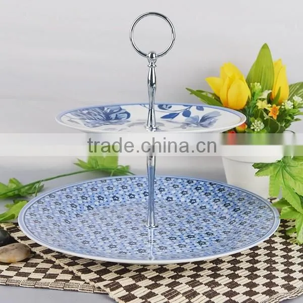 White round porcelain/ceramic three-layer plate