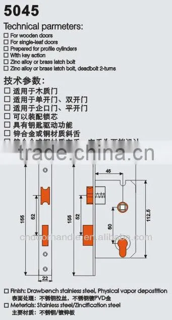 Door lock in guangzhou new style handle lock plate door lock