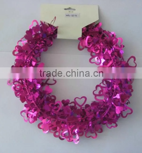 HOT SALE ! 9 Feet Party Decoration Metallic Gold Wired Holly Tinsel Garlands