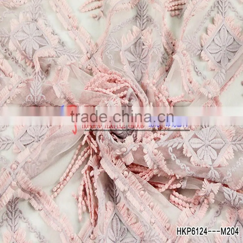 New Products Innovative Product Ideas Come From Geometric Element Pink Fabric Textile With Elelash Fringe