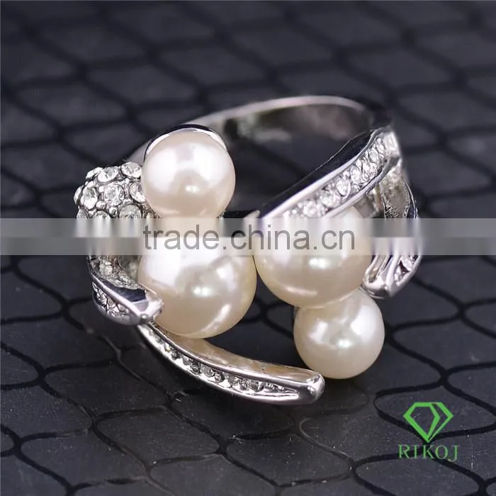 crystal white gold plating claw pearls rings