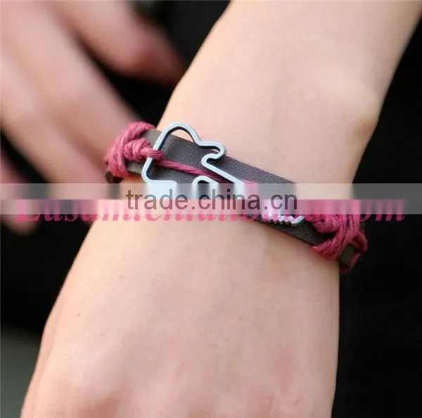 Leather bracelet factory wholesale hollow guitar bracelet leather man