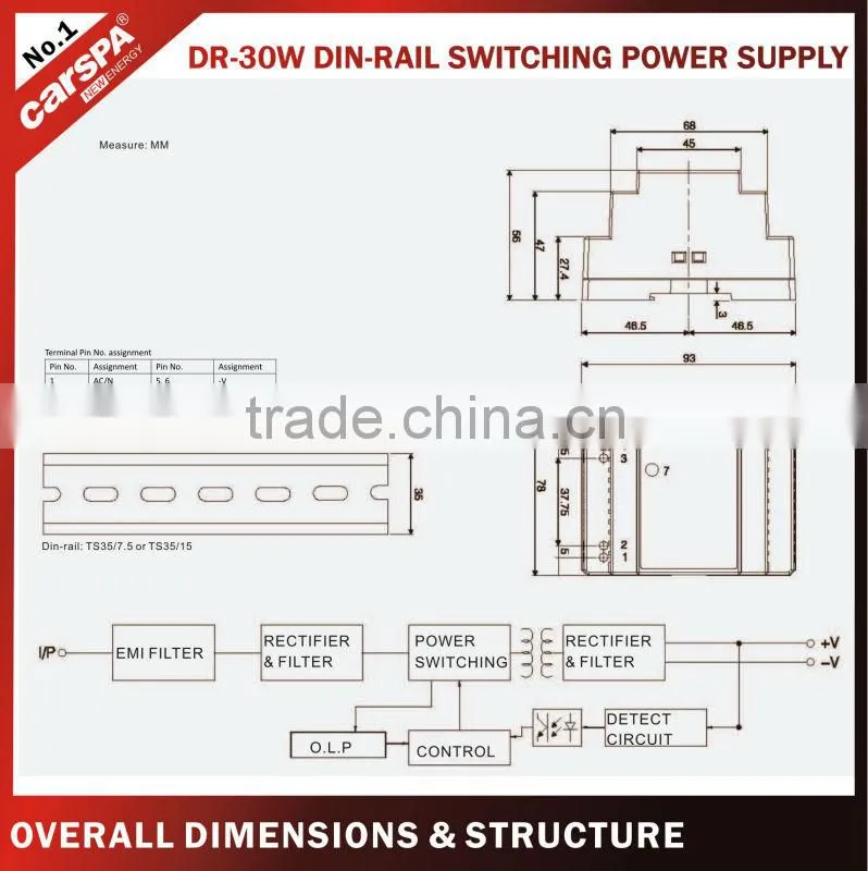 30w DR series guide rail switching power supply