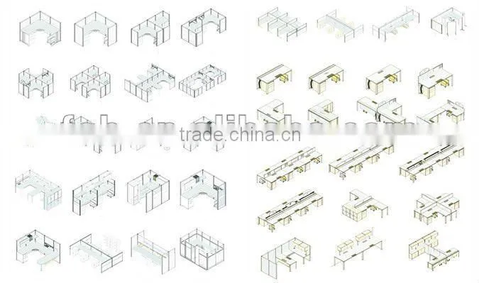 Office Staff Partition with Manager Seat (FOHBM-4L1414T-D)