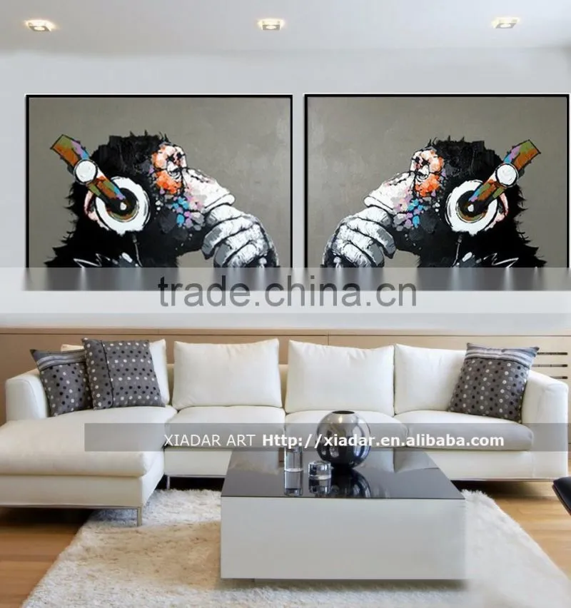 Shu1827 handmade african elephant design group oil painting