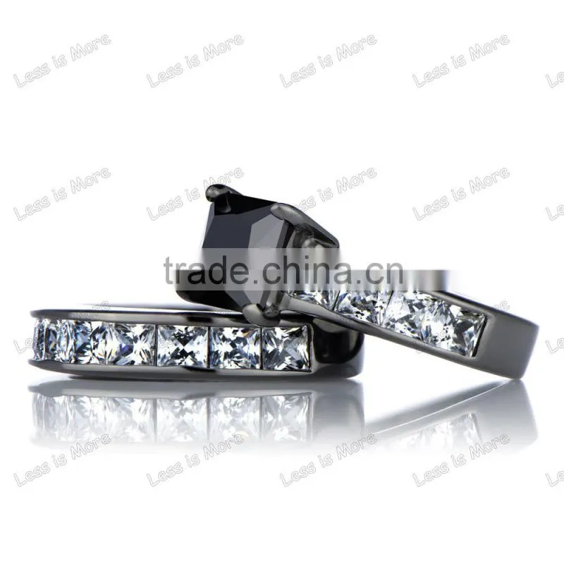 2016 classics black wedding ring set fashion 925 silver diamond ring