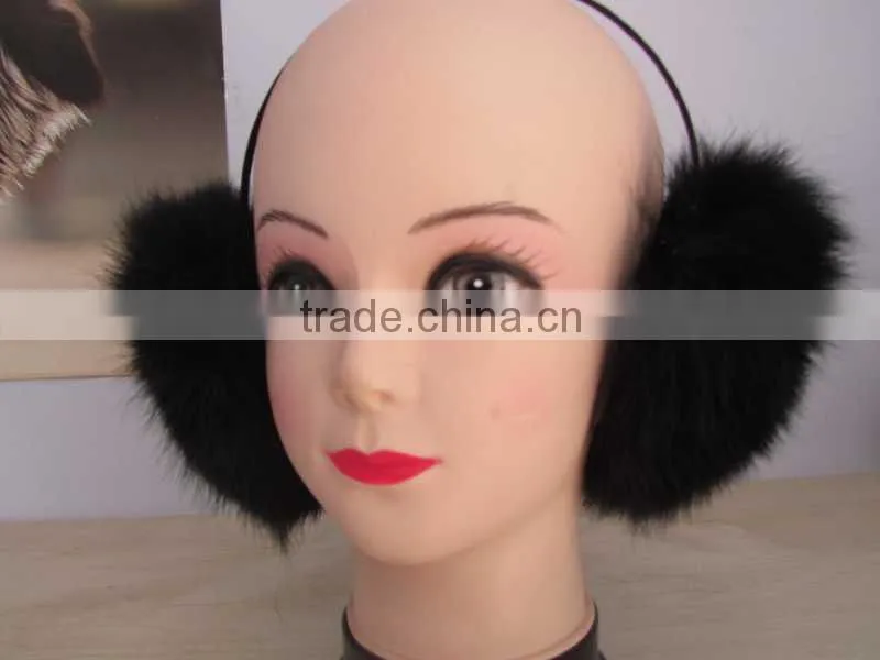multy color warm fox fur hat earmuffs