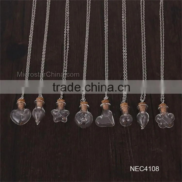 8 Designs DIY Creative Drift Bottles Glass Pendant Necklace Dandelion Necklace