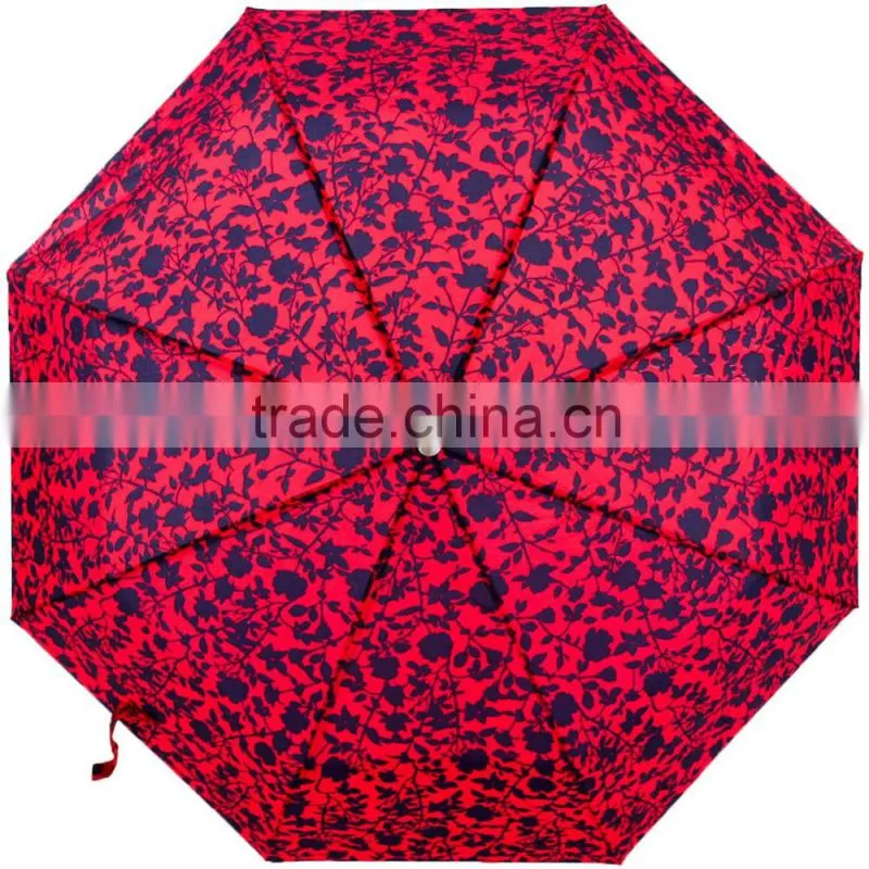 21inch High Quality Manual Open Flora Patern 3 Fold Umbrella