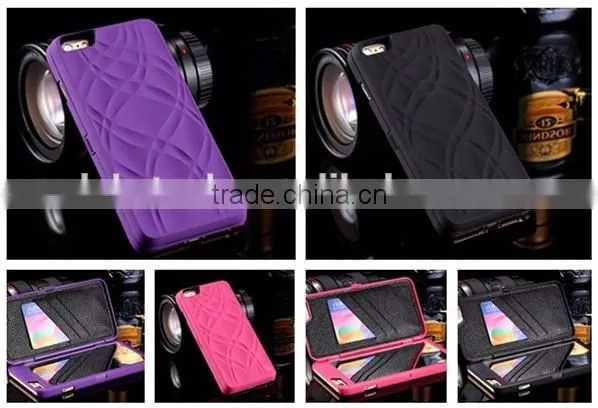 3D Water Flip PU Leather Case For iPhone 6 6S Wallet Mirror Case Dual Layer Card Slot Cover for iphone6 Plus