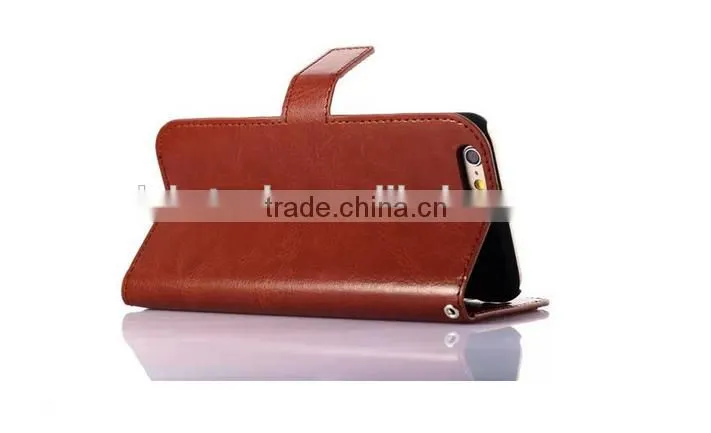 Factory High Quality Crazy Horse Pattern Wallet PC+PU Leather Case for iPhone 6 Plus Case with Photo Frame with card slot