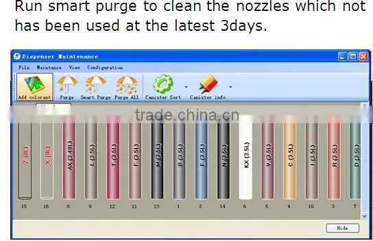 A2 0.077ml accuracy Automatic paint tinting equipment/A4 600ML colorant sequential dispenser