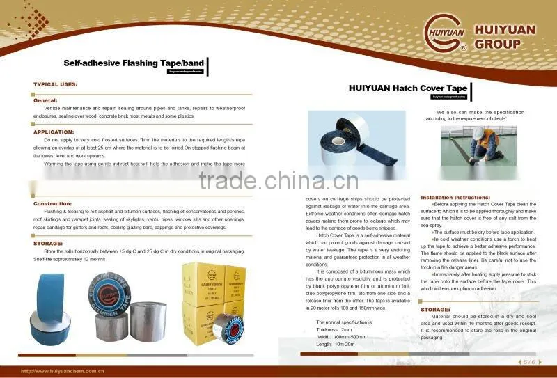 hatch cover tape/self-adheive flashing tape/marine tape