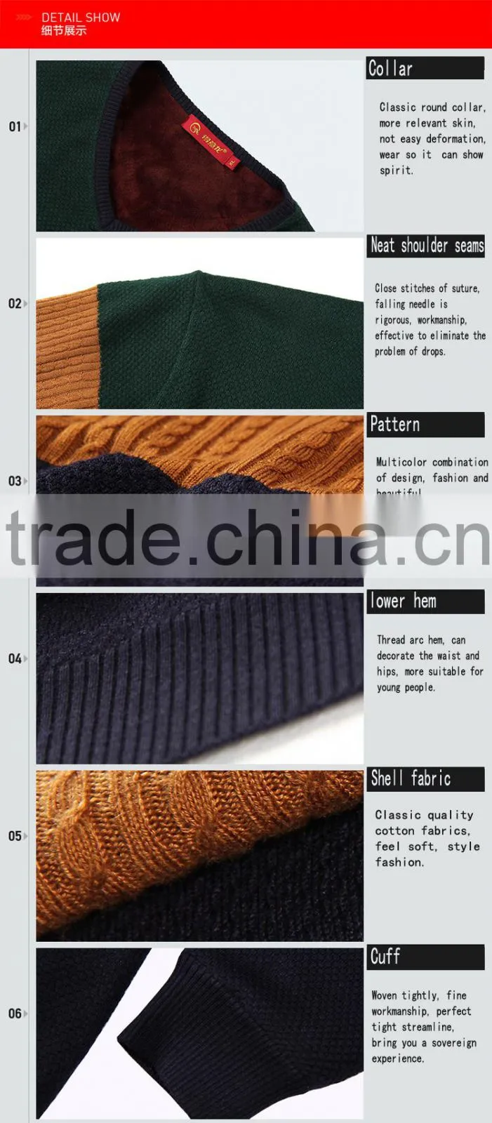 Newest design High quality V collar long sleeve big stripes pullover thermal underwear for men