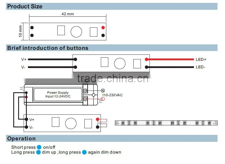 High quality CE RoHS 3 years warranty aluminum profile LED light dimmer