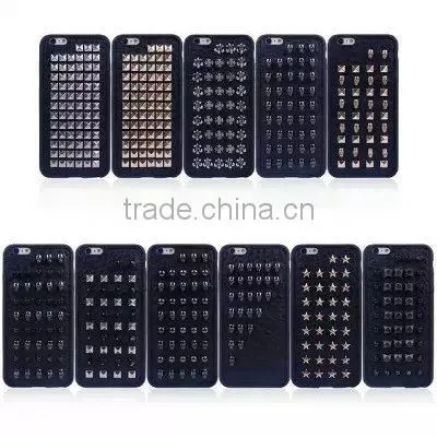 wild handmade skull TPU case for Iphone6 with 3D metal rivet