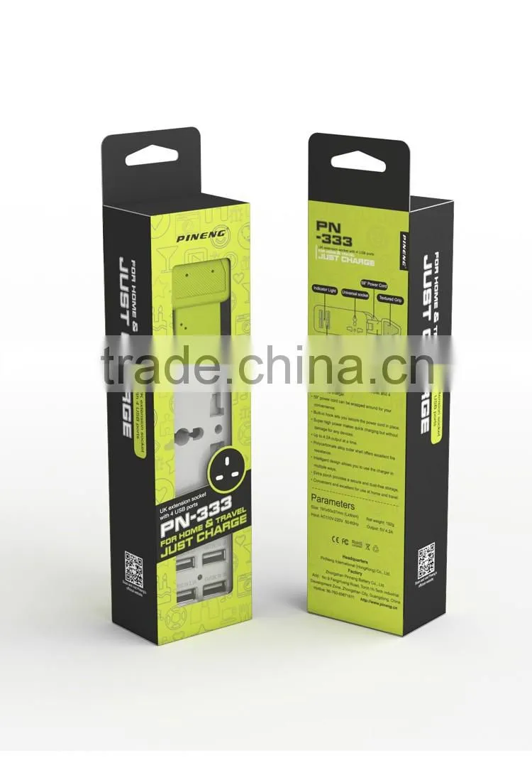 UK Extension Socket With 4 USB Outputs Wall Charger Plug