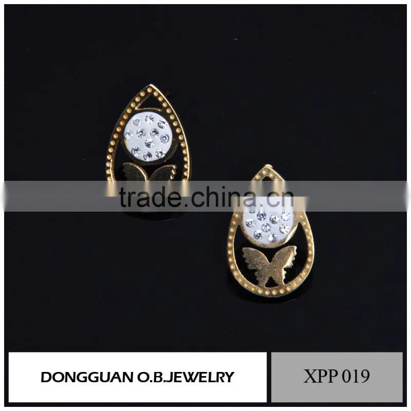 3 gram gold beautiful designed earrings with butterfly stud earrings