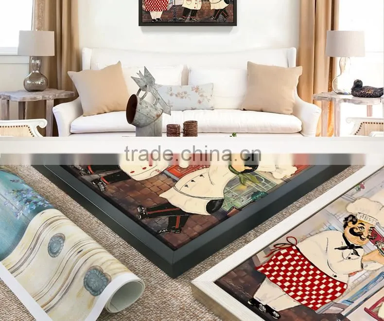 Modern handmade funny fat cook oil painting