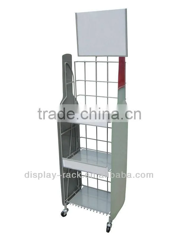 supermarket free standing 4 layers bottle wire modern shelf display rack for beer HSX-1128