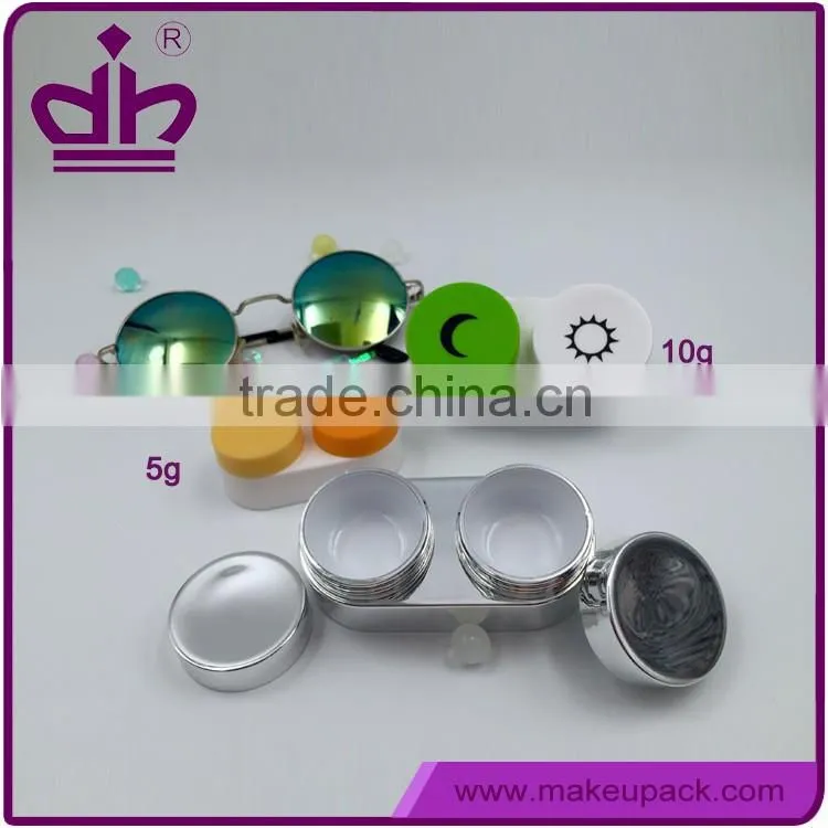 Day and night cosmetic cream jar sample packaging