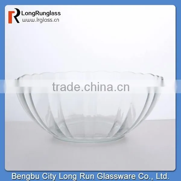 LongRun kitchen glassware wavy mouth glass fruit plate with round bottom