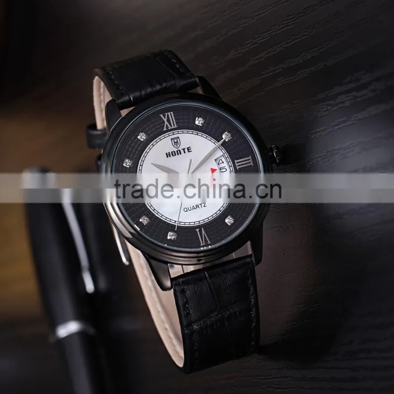 2016 New product quartz mens watches Real MOP dial genuine leather watches hot style good quality