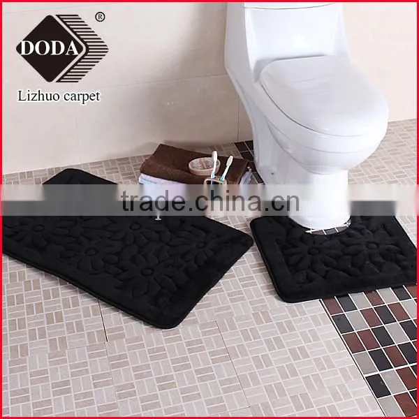 microfiber flannel embossed non slip pvc backing contour bath rug
