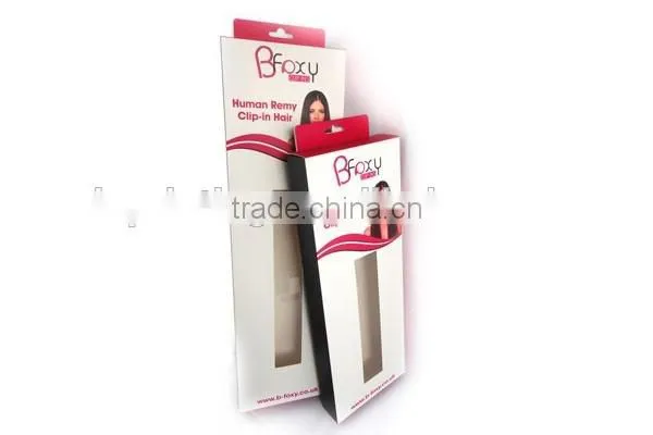Simply design high quality custom cheap hair extension folding box with window made in shanghai