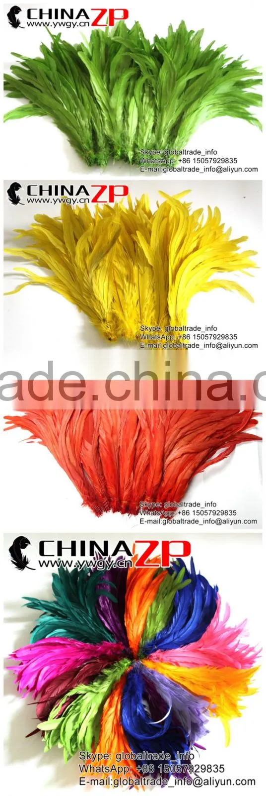 NO.1 Supplier ZPDECOR Best Selling Bleached White Fully Dyed Roosters Chicken Feathers