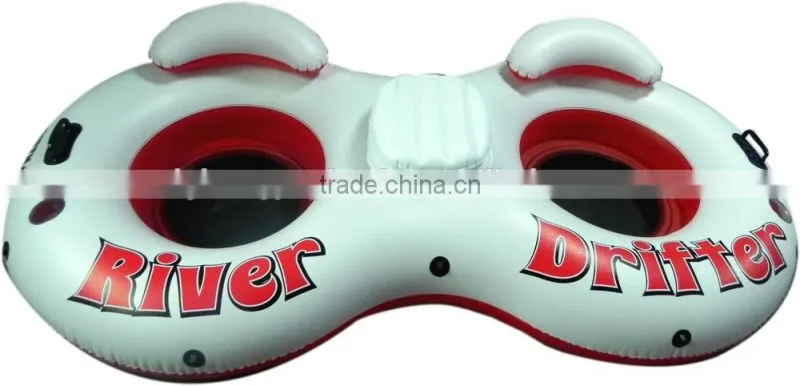Inflatable two person river tube/pool floating lounge