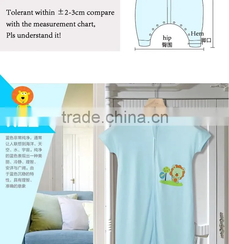 100% cotton anti kicking infant baby short sleeve child foot sleeping ba0g for summer cute lion cartton blue style