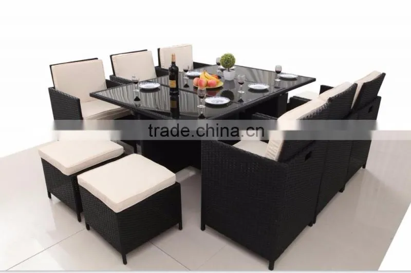 weatherproof and fireproof cheap 11 PCS pe rattan furniture