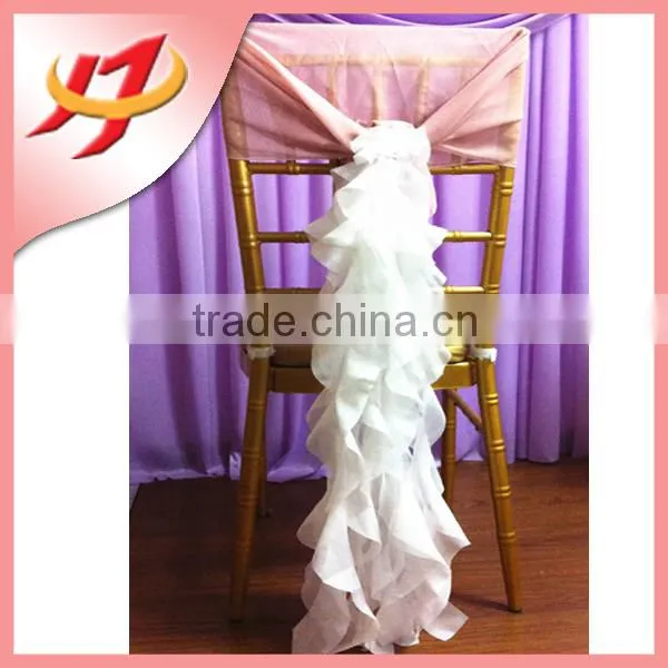 Wholesale champagne wedding rosette decoration chair sash fabric