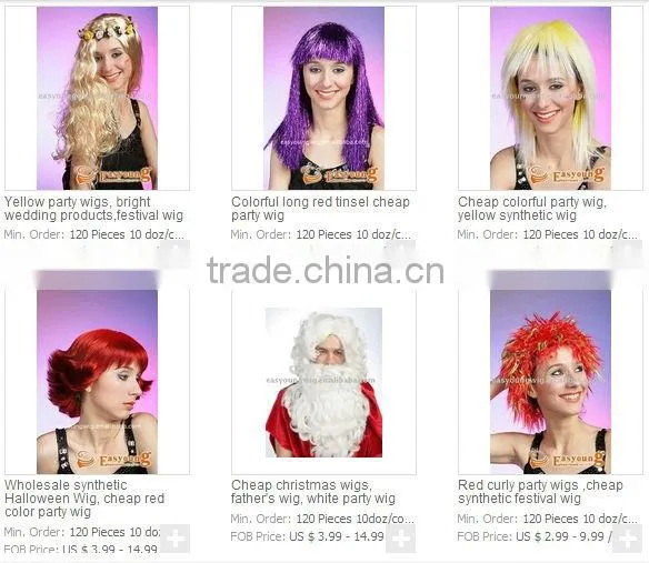 Wedding products, synthetic party wig, Dancer festival hair wig accessories wholesale