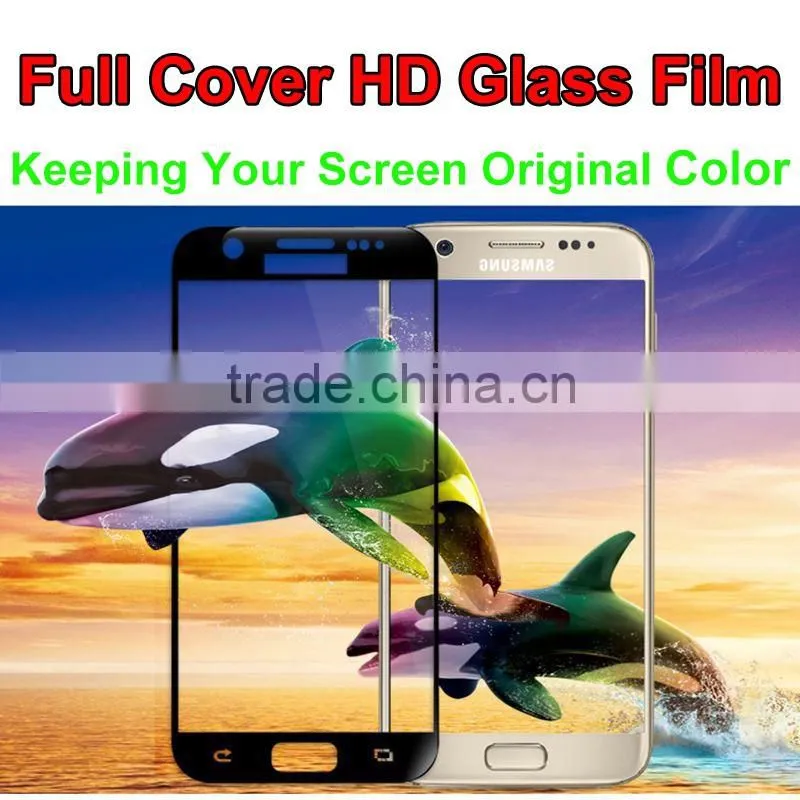 2016 High Quality Full Cover White Color Shock proof Tempered Glass Screen Protector Film for Samsung Galaxy S7