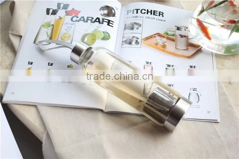 china supplier 500ml heat resistant glass tea bottle with strainer