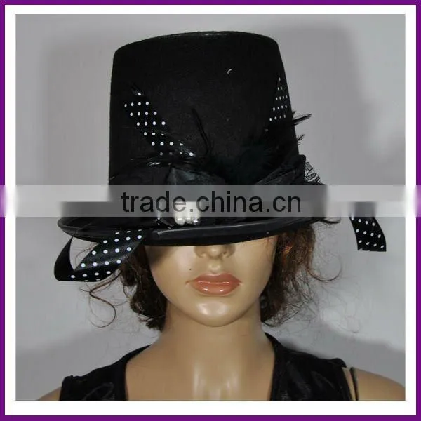 Fashion and Magic black top hat with ribbon