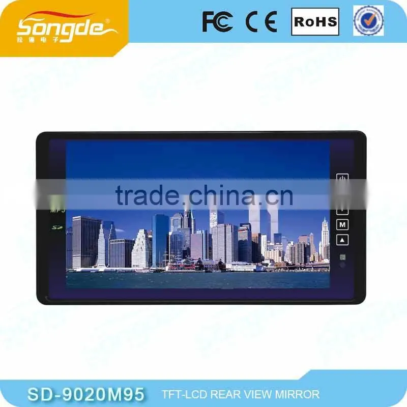 7'' 9'' day night rear view mirror parking sensor with USB
