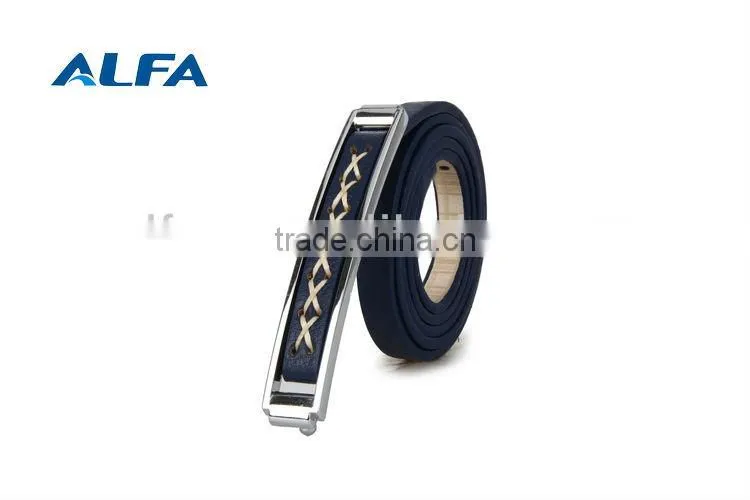 New Rectangle Snap Buckle Leather Belt