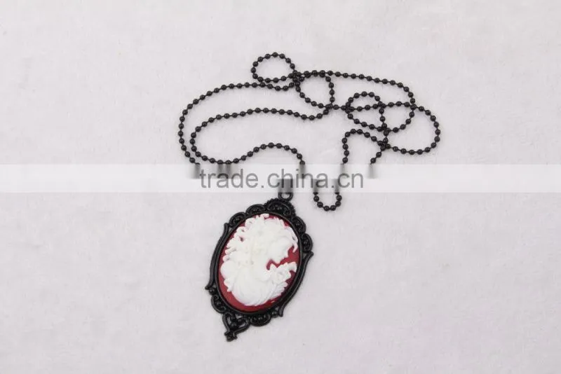 fashion jewelry necklace steampunk necklace beauty silhouette black cameo pendant 2015 new party dress made in China yiwu