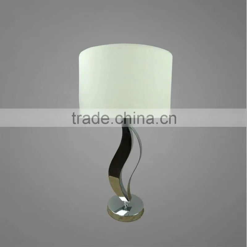 Chrome Plated Metal Base And Body With Fabric Lampshade Bedside Table Lamp Study Table Lamp
