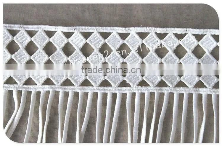 Newest design 19cm width polyester crochet fringe trim for garment/bag